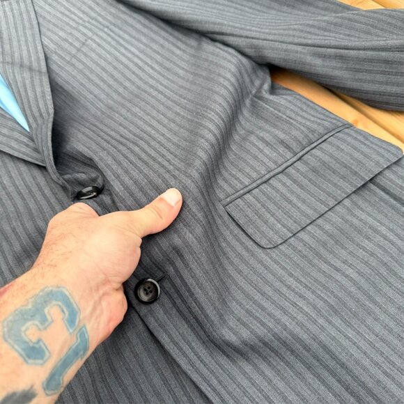 Tom James Royal Classic Suit 2pc Holland & Sherry Savile Row Striped 40L 32x33 - Picture 9 of 16